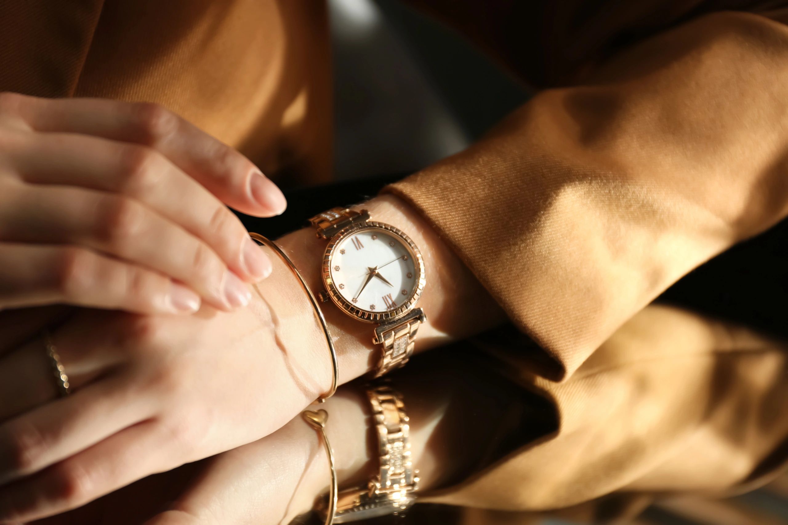 elegant women's watch rose gold diamond accents